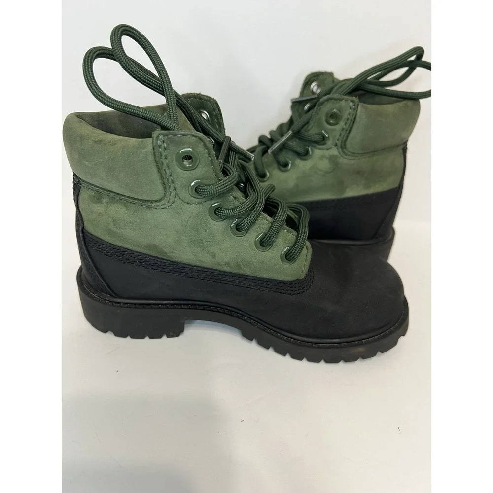 Timberland Waterproof Kids 12.5 Black And Green Boots School Camping Fishing
